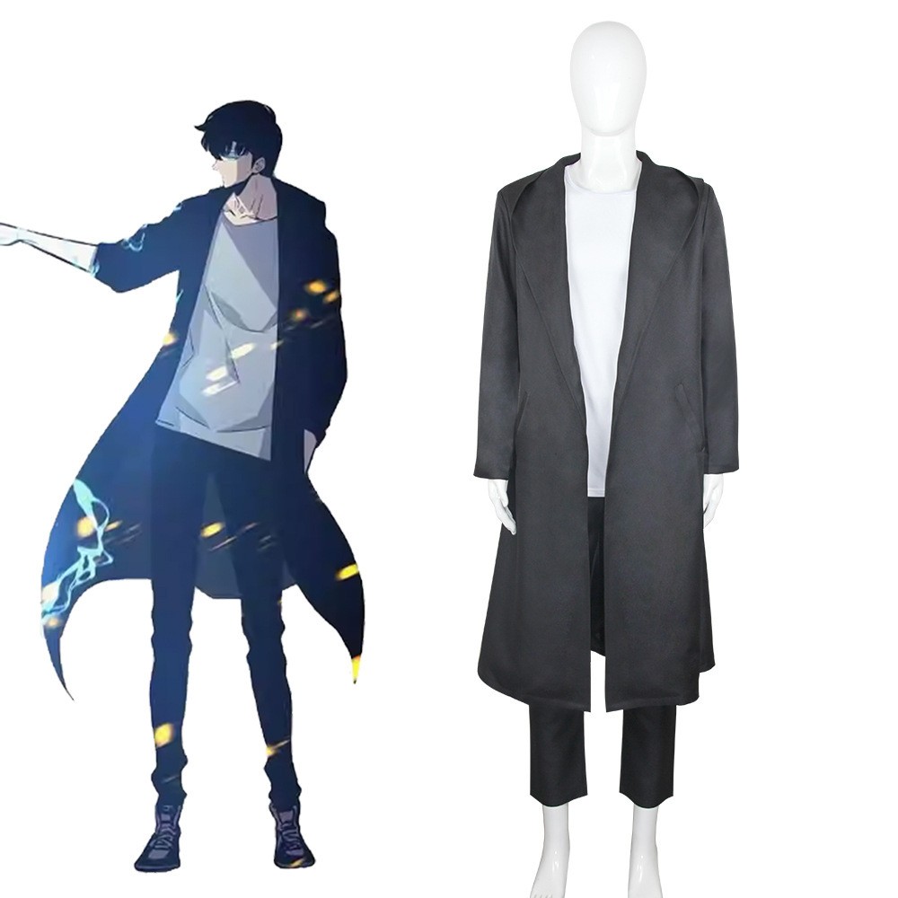 Solo Leveling Sung Jinwoo Grey Coat Cosplay Costume Halloween Carnival Outfit