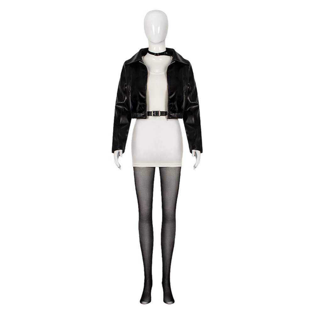 Smoking Behind the Supermarket with You Yamada Black Leather Suit Cosplay Costume Halloween Carnival