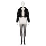 Smoking Behind the Supermarket with You Yamada Black Leather Suit Cosplay Costume Halloween Carnival
