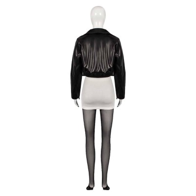 Smoking Behind the Supermarket with You Yamada Black Leather Suit Cosplay Costume Halloween Carnival
