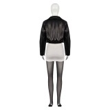 Smoking Behind the Supermarket with You Yamada Black Leather Suit Cosplay Costume Halloween Carnival