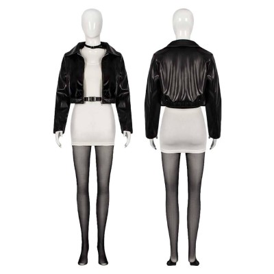 Smoking Behind the Supermarket with You Yamada Black Leather Suit Cosplay Costume Halloween Carnival
