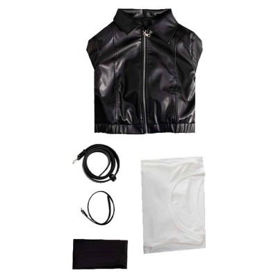 Smoking Behind the Supermarket with You Yamada Black Leather Suit Cosplay Costume Halloween Carnival