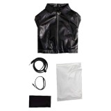 Smoking Behind the Supermarket with You Yamada Black Leather Suit Cosplay Costume Halloween Carnival