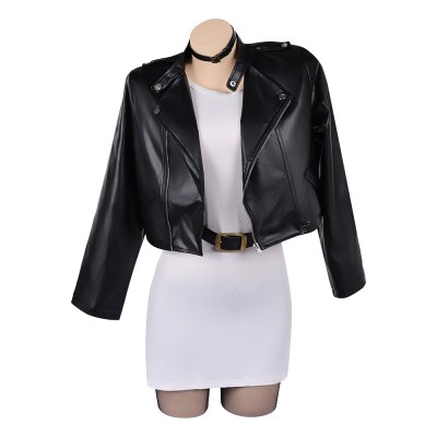 Smoking Behind the Supermarket with You Tayama Black Leather Jacket Set Cosplay Costume Halloween Carnival