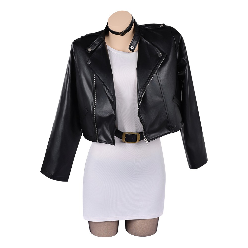 Smoking Behind the Supermarket with You Tayama Black Leather Jacket Set Cosplay Costume Halloween Carnival