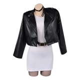 Smoking Behind the Supermarket with You Tayama Black Leather Jacket Set Cosplay Costume Halloween Carnival