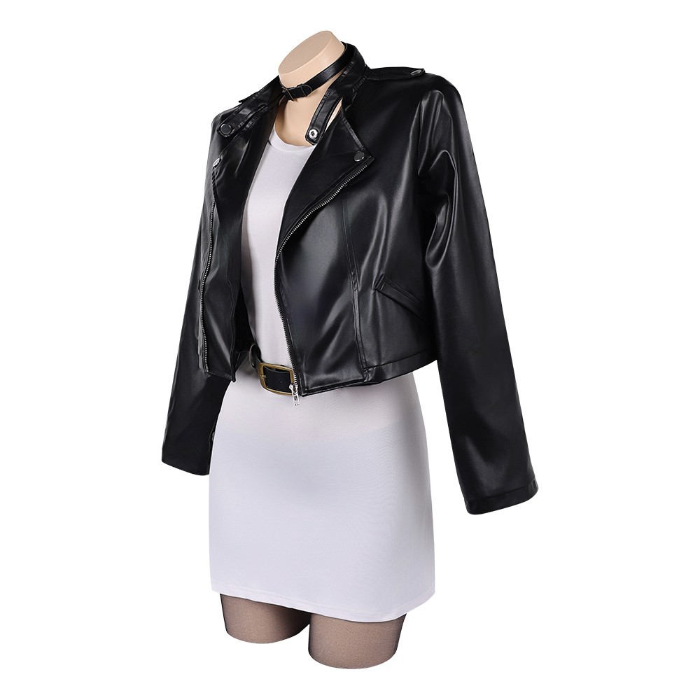 Smoking Behind the Supermarket with You Tayama Black Leather Jacket Set Cosplay Costume Halloween Carnival
