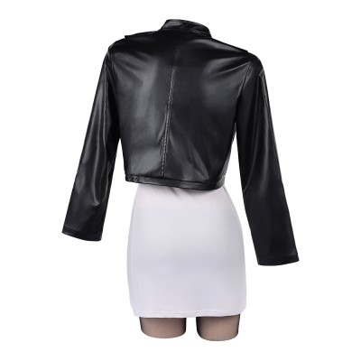 Smoking Behind the Supermarket with You Tayama Black Leather Jacket Set Cosplay Costume Halloween Carnival
