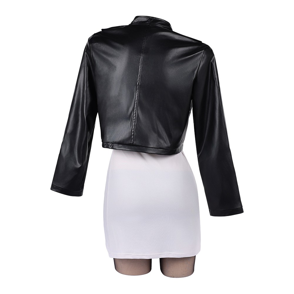 Smoking Behind the Supermarket with You Tayama Black Leather Jacket Set Cosplay Costume Halloween Carnival