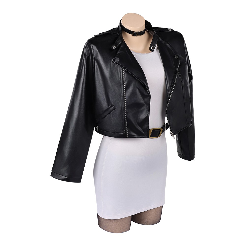 Smoking Behind the Supermarket with You Tayama Black Leather Jacket Set Cosplay Costume Halloween Carnival