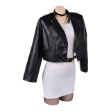 Smoking Behind the Supermarket with You Tayama Black Leather Jacket Set Cosplay Costume Halloween Carnival