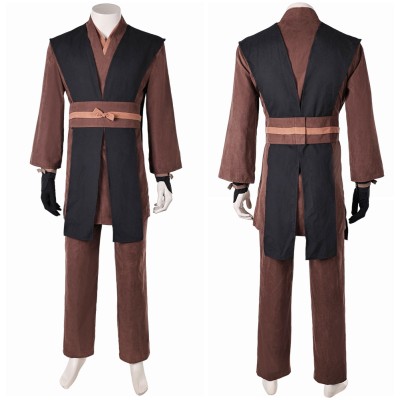Skywalker Men Brown Robe Set Cosplay Costume Halloween Carnival Outfit
