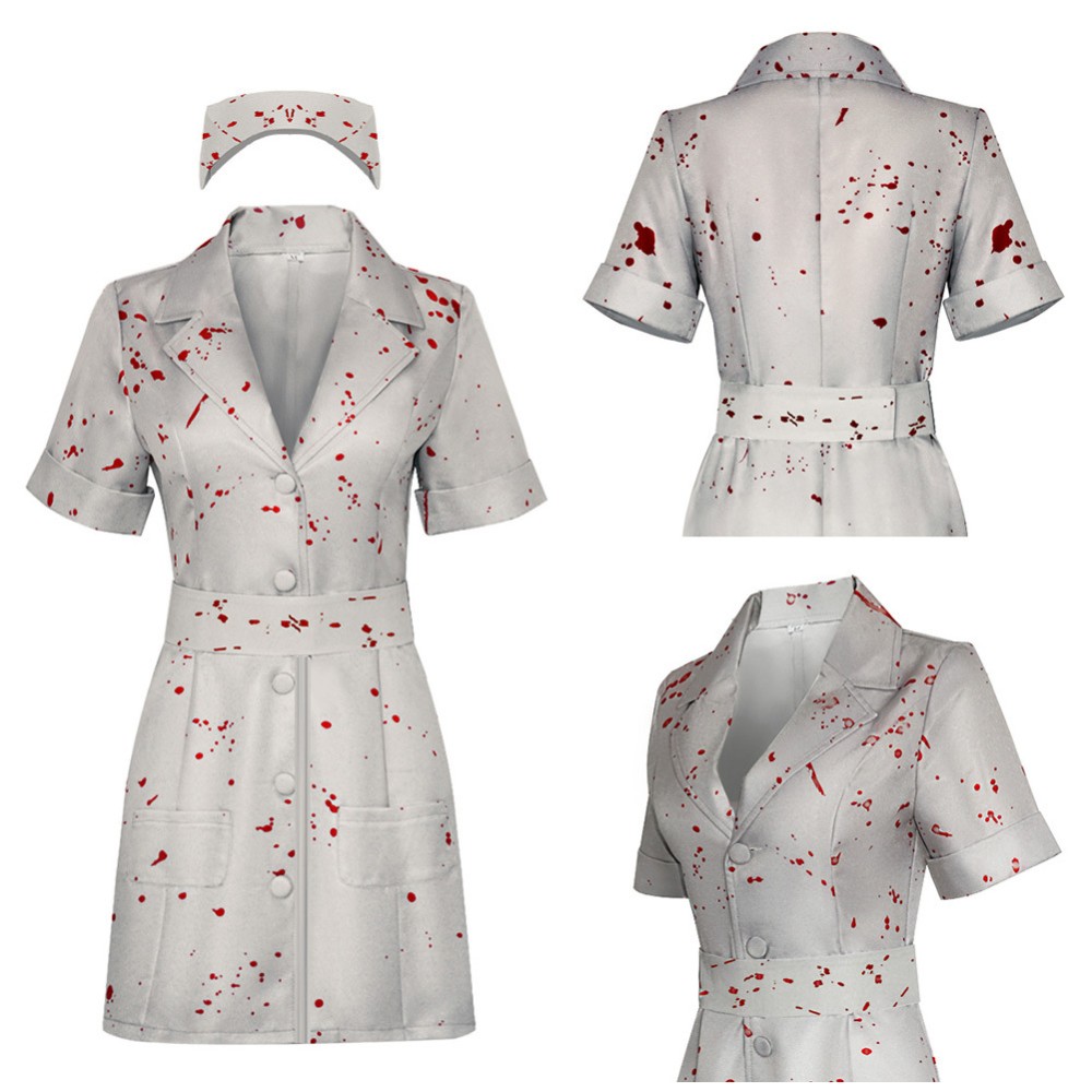 Costume de cosplay d'infirmière Silent Hill pour femmes, tenue de carnaval d'Halloween