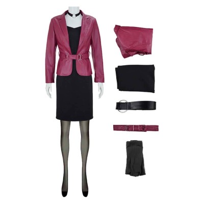 Silent Hill 2 Remake Maria Women Red Leather Suit Set Cosplay Costume Halloween Carnival Outfit