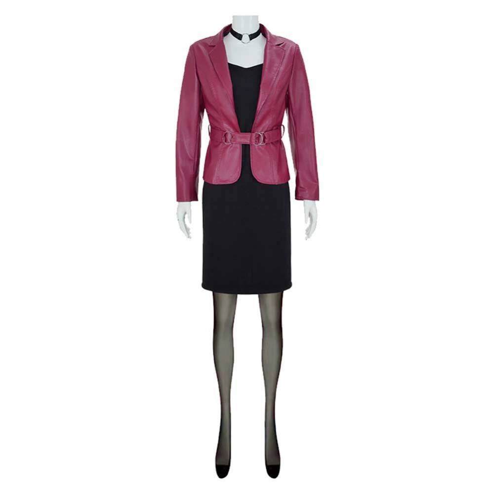 Silent Hill 2 Remake Maria Women Red Leather Suit Set Cosplay Costume Halloween Carnival Outfit