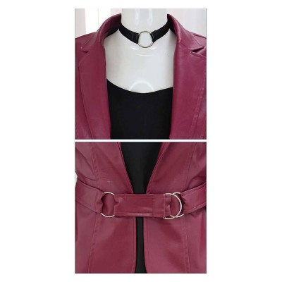 Silent Hill 2 Remake Maria Women Red Leather Suit Set Cosplay Costume Halloween Carnival Outfit