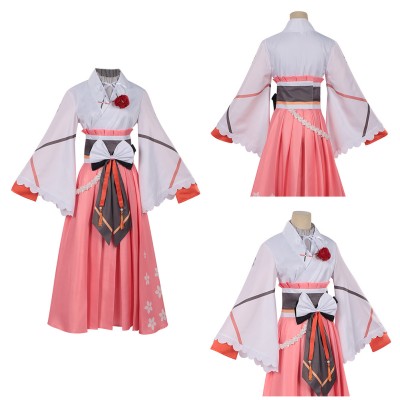 Shunkashuutou Daikousha:Haru no Mai Hinagiku Kayou Pink Cosplay Costume Halloween Carnival Outfit