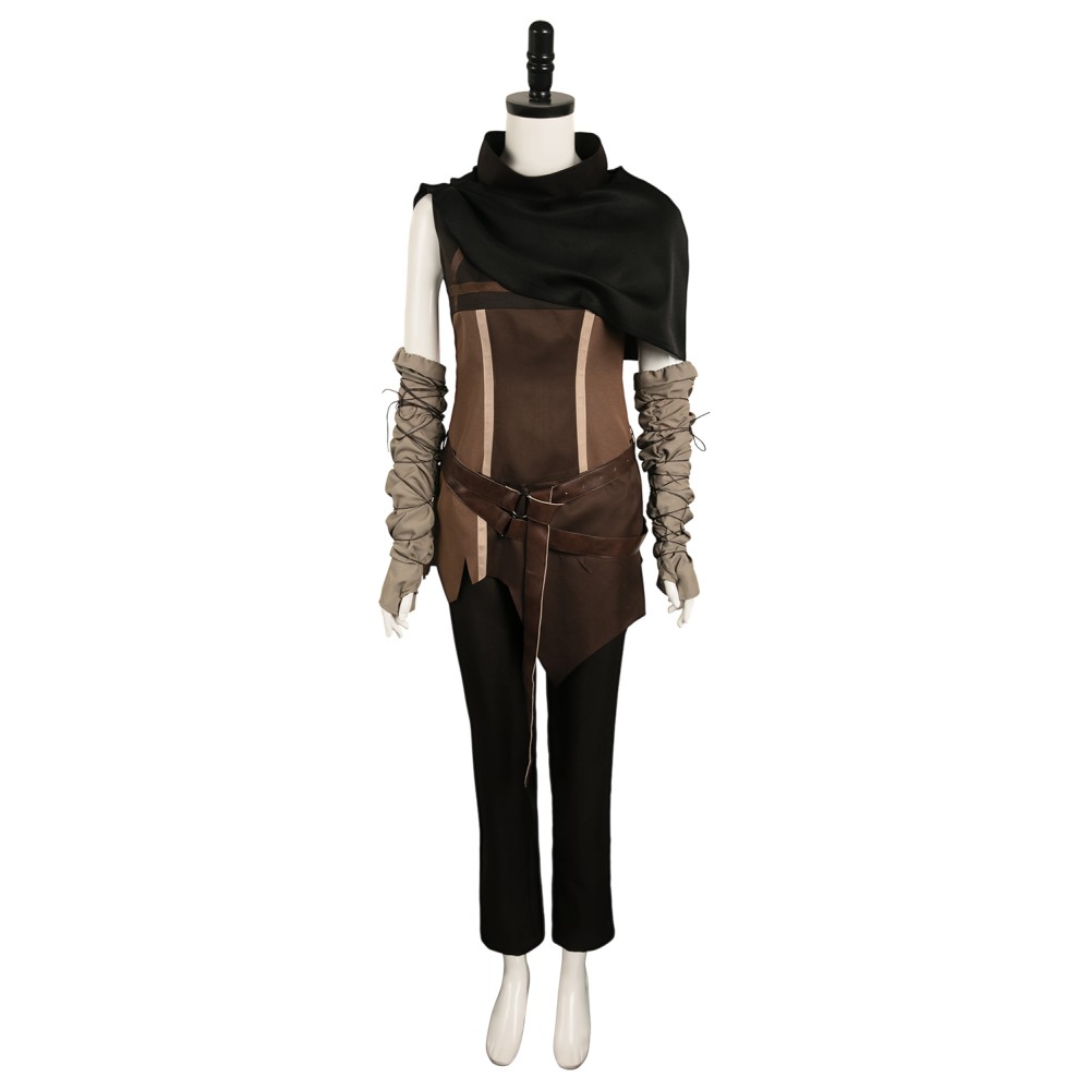 Senua's Saga: Hellblade II Ensemble Senua Marron Foncé Avec Cape Costume Cosplay Halloween Carnaval