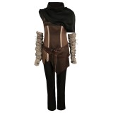 Senua's Saga: Hellblade II Ensemble Senua Marron Foncé Avec Cape Costume Cosplay Halloween Carnaval