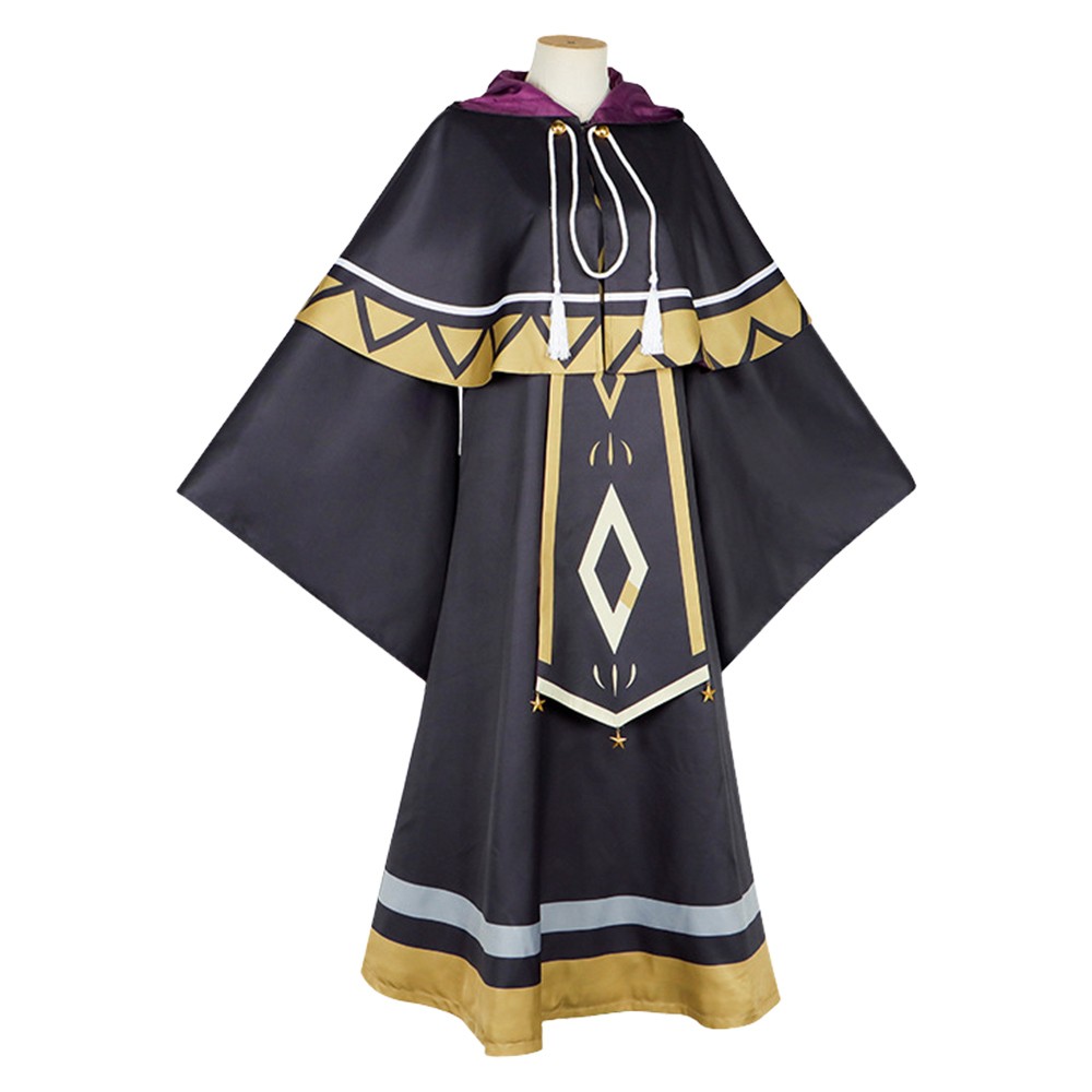 Secrets of The Silent Witch Monica Everett Black Robe Cloak Party Cosplay Costume Halloween Carnival