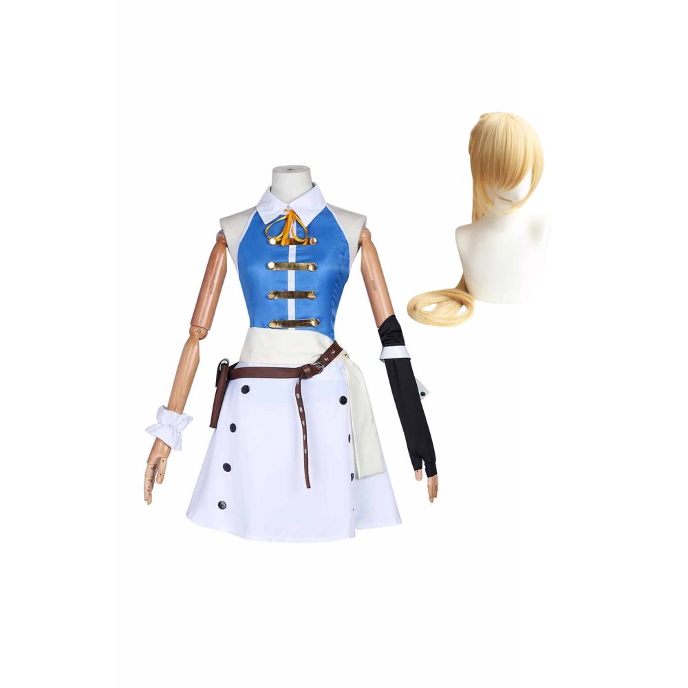 Lucy Heartfilia Women Blue Dress Wig Shoes Full Set Suit Cosplay Costume Halloween Carnival Outfit