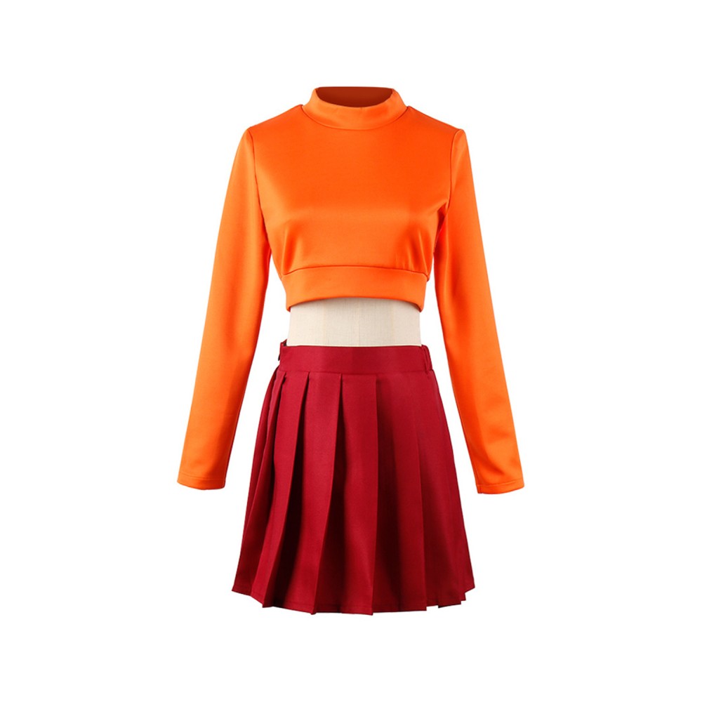 Scooby-Doo Velma Women Top Skirt Set Suit Cosplay Costume Halloween Carnival Outfit