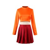 Scooby-Doo Velma Women Top Skirt Set Suit Cosplay Costume Halloween Carnival Outfit