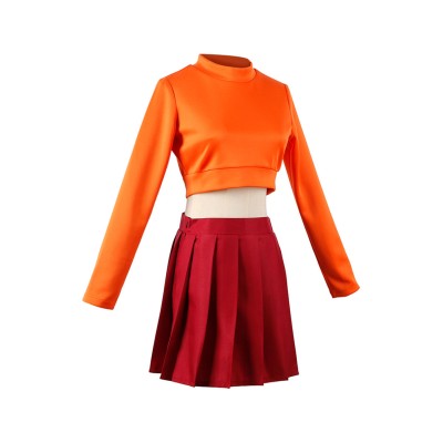 Scooby-Doo Velma Women Top Skirt Set Suit Cosplay Costume Halloween Carnival Outfit