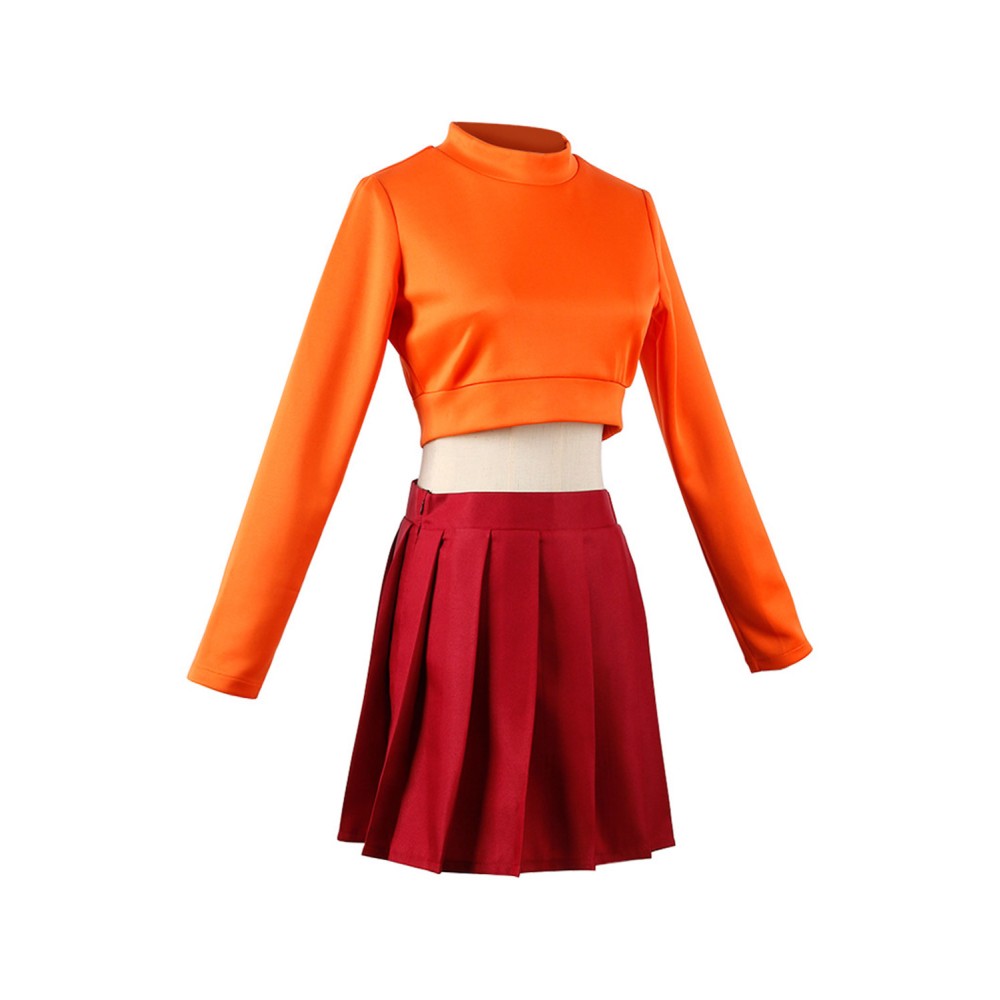Scooby-Doo Velma Women Top Skirt Set Suit Cosplay Costume Halloween Carnival Outfit