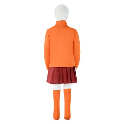 Scooby-Doo Velma Kids Children Orange Skirt Cosplay Costume Halloween Carnival Outfit