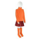 Scooby-Doo Velma Kids Children Orange Skirt Cosplay Costume Halloween Carnival Outfit