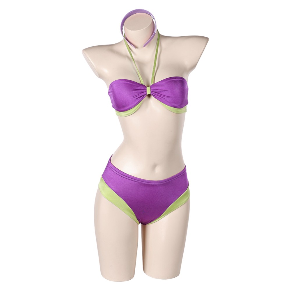 Scooby-Doo Daphne Purple 2Pcs Swimsuit Cosplay Costume Halloween Carnival Outfit