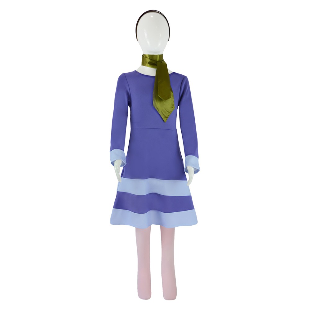 Scooby-Doo Daphne Kids Chidren Blue Dress Cosplay Costume Halloween Carnival Outfit