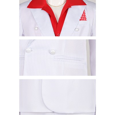 Scarface Al Pacino Men White Suit Party Cosplay Costume Halloween Carnival