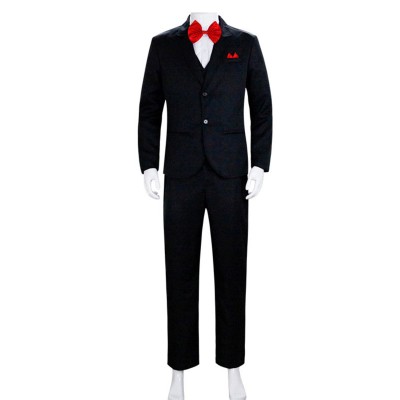 Saw Jigsaw Black Suit Cosplay Costume Halloween Carnival Outfit