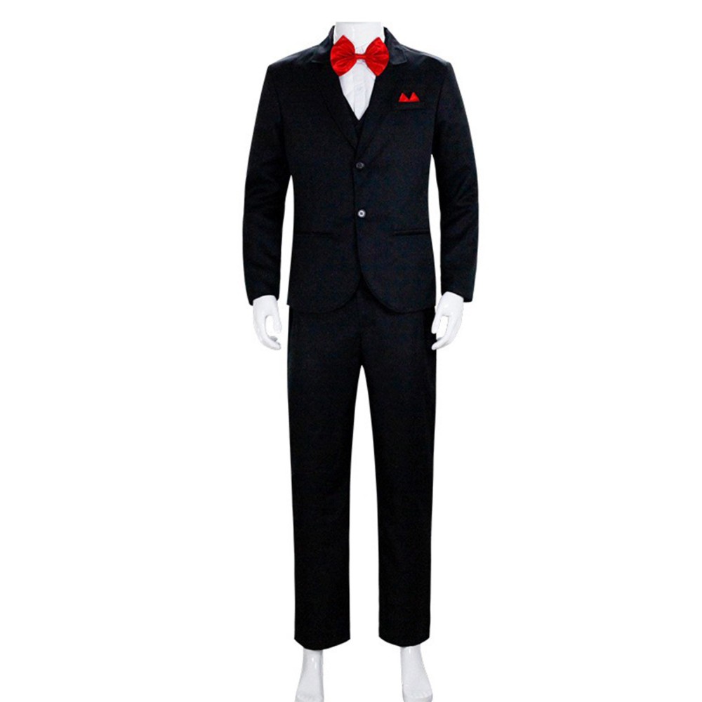 Saw Jigsaw Black Suit Cosplay Costume Halloween Carnival Outfit
