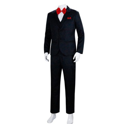 Saw Jigsaw Black Suit Cosplay Costume Halloween Carnival Outfit