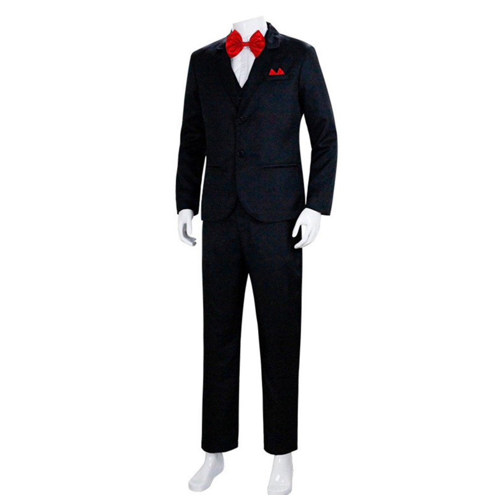 Saw Jigsaw Black Suit Cosplay Costume Halloween Carnival Outfit