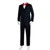 Saw Jigsaw Black Suit Cosplay Costume Halloween Carnival Outfit