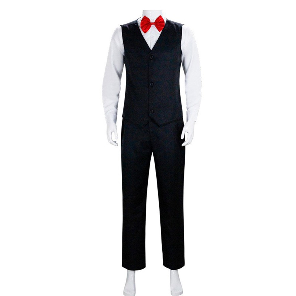 Saw Jigsaw Black Suit Cosplay Costume Halloween Carnival Outfit