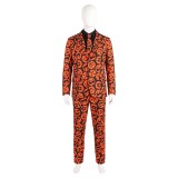 Saturday Night Live David S. Pumpkins Orange Suit Cosplay Costume Halloween Carnival Outfit