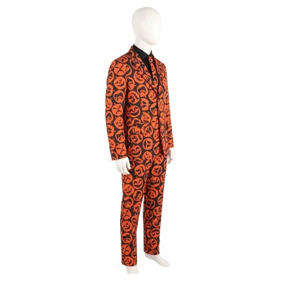 Saturday Night Live David S. Pumpkins Orange Suit Cosplay Costume Halloween Carnival Outfit