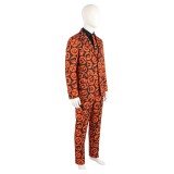 Saturday Night Live David S. Pumpkins Orange Suit Cosplay Costume Halloween Carnival Outfit