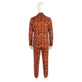 Saturday Night Live David S. Pumpkins Orange Suit Cosplay Costume Halloween Carnival Outfit