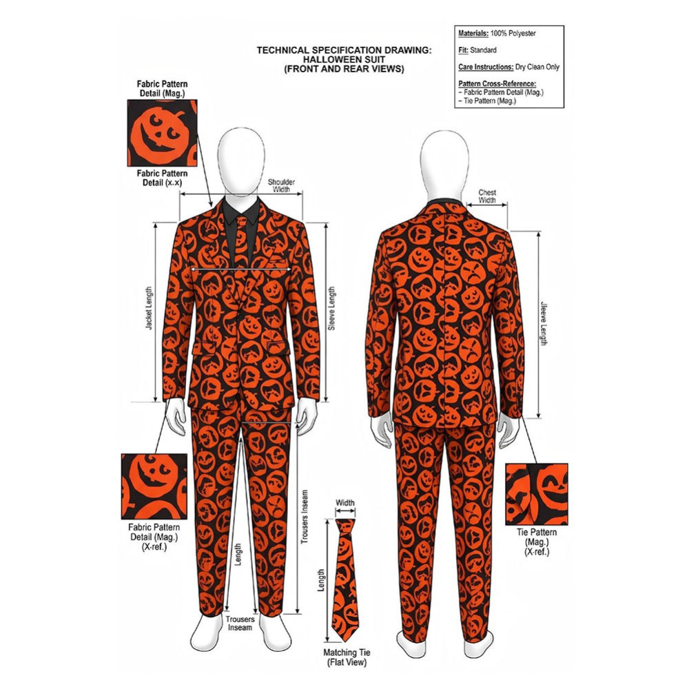 Saturday Night Live David S. Pumpkins Orange Suit Cosplay Costume Halloween Carnival Outfit