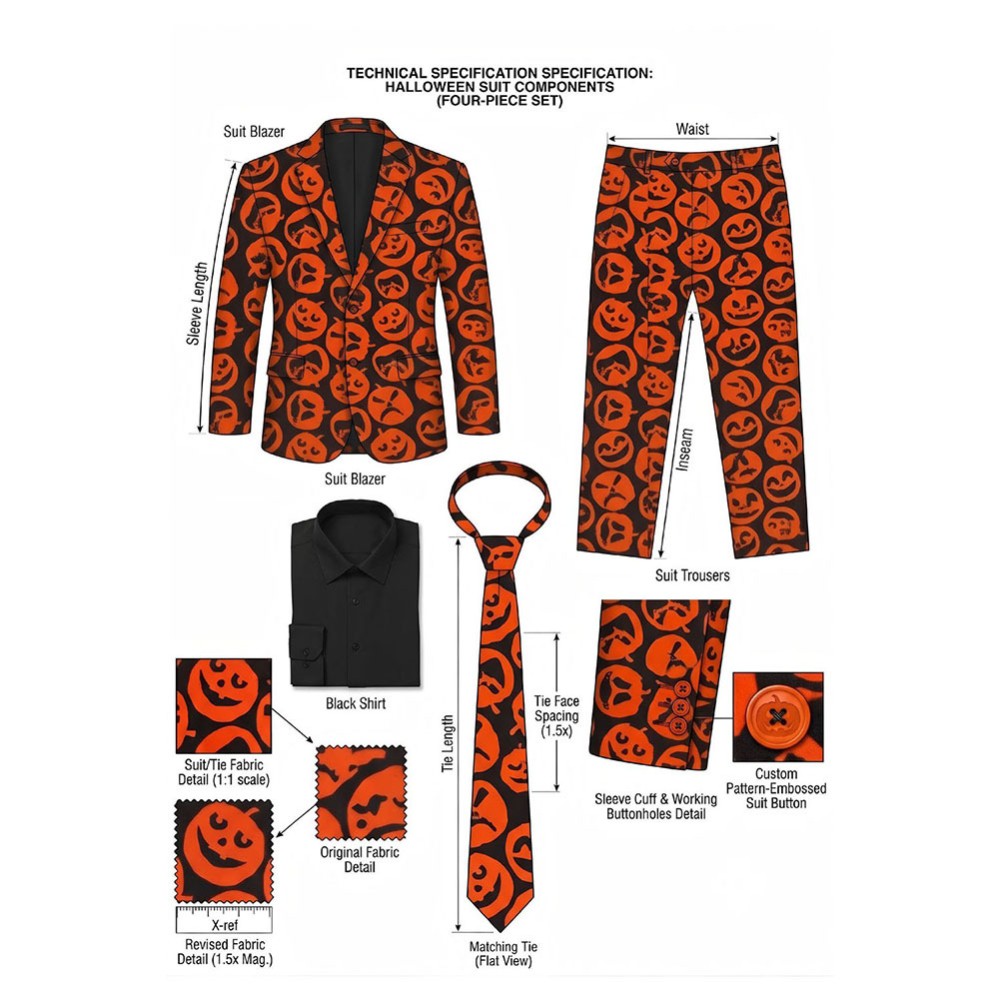 Saturday Night Live David S. Pumpkins Orange Suit Cosplay Costume Halloween Carnival Outfit
