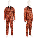 Saturday Night Live David S. Pumpkins Orange Suit Cosplay Costume Halloween Carnival Outfit