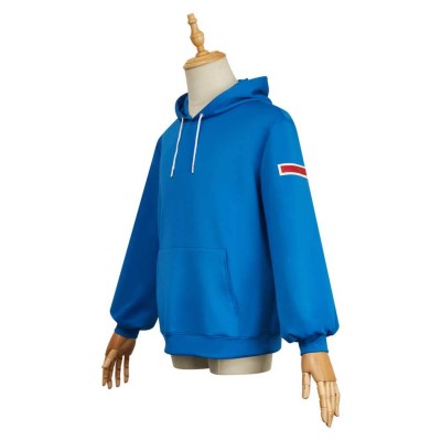 Sakamoto Days Shin Asakura Blue Hoodie Cosplay Costume Halloween Carnival Outfit