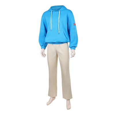 Sakamoto Days Shin Asakura Sweat à capuche bleu Costume de cosplay Tenue de carnaval d'Halloween